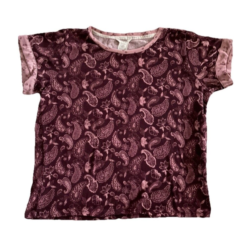 Lucky Brand Shirt Women’s Purple Paisley Soft Pajama Cozy Stretchy Medium